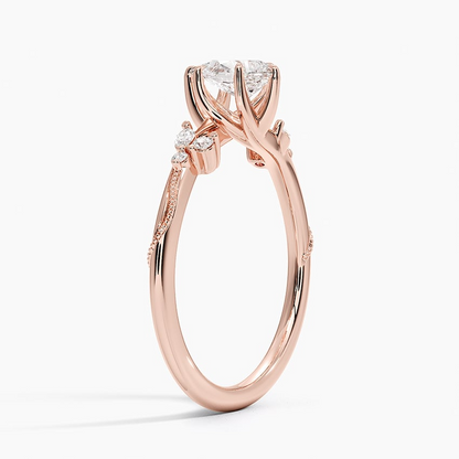 1/2 CT Lab Grown Diamond 18K Yellow Gold Engagement Milgrain Ring
