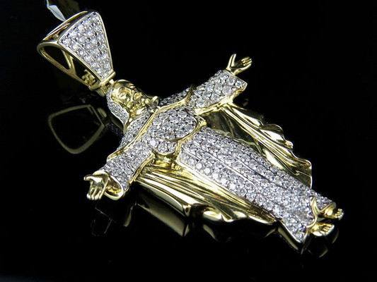 10K Gold Jesus Body Lab Grown Diamond Pendant