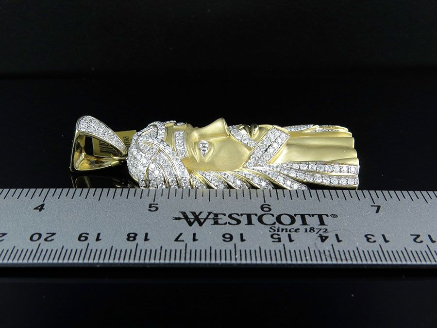 Jesus Matte Lab Grown Diamond Gold Pendant