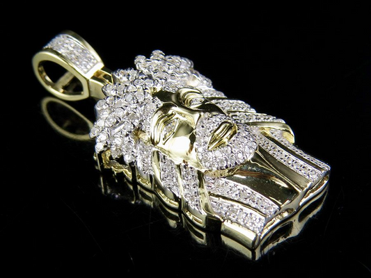 Yellow Gold Lab Grown Diamond Jesus Face Pendant
