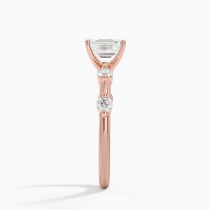 3/4 CT  Emerald Cut Lab Grown Diamond 18K Gold Ring