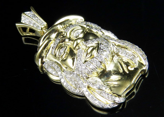 Lab Grown Diamond Yellow Gold Jesus Hip Hop Pendant
