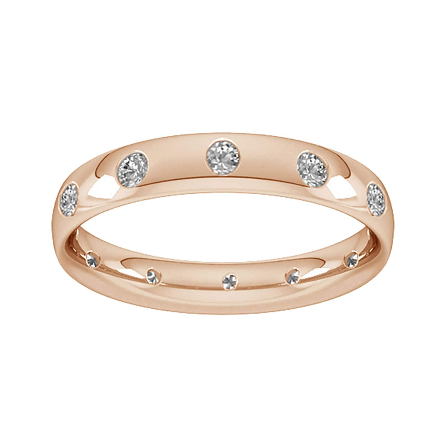 3MM Rose Gold Flush Setting Lab Grown Diamond Wedding Band
