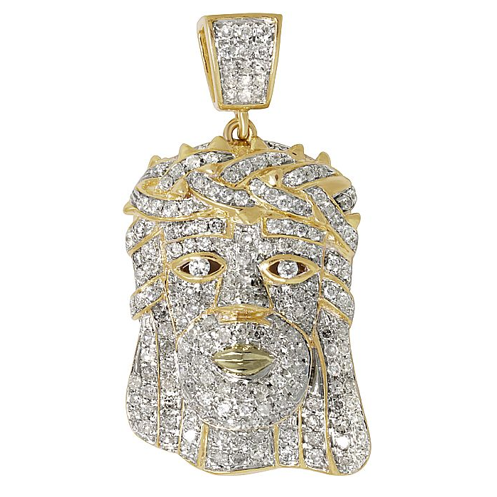 Jesus Iced Out Yellow Gold Lab Grown Diamond Pendant