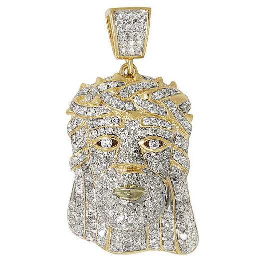 Jesus Iced Out Yellow Gold Lab Grown Diamond Pendant