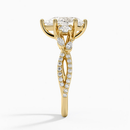 1 1/2 CT Pear Cut Lab Grown Diamond Engagement Ring