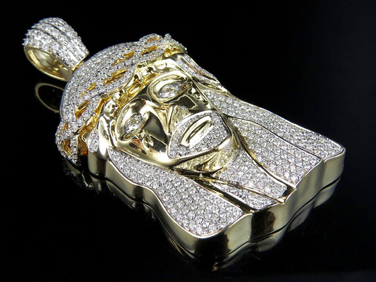 Men's Jesus Face Gold Lab Grown Diamond Pendant