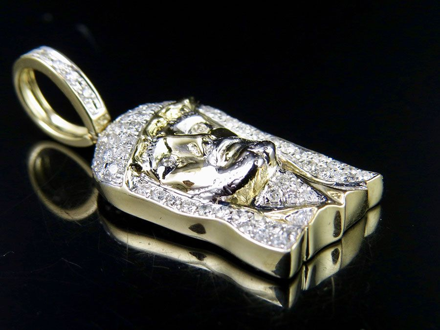 Jesus Face Yellow Gold Lab Grown Diamond Pendant