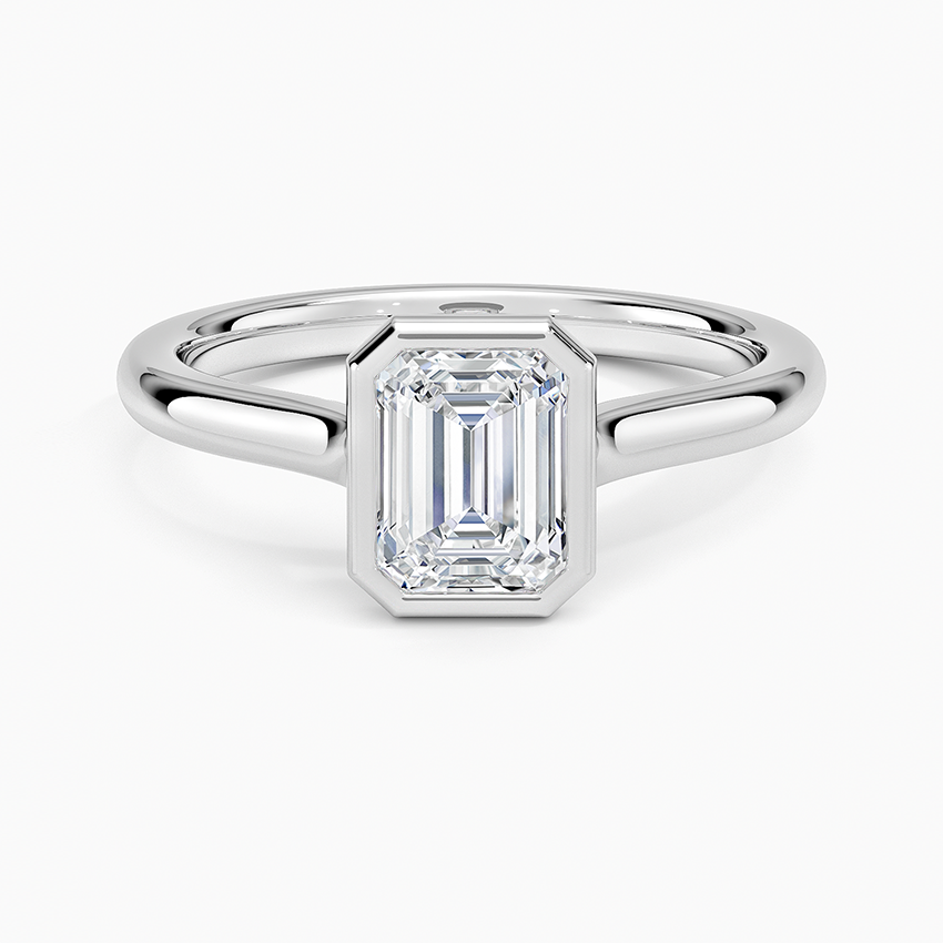 1 CT 2mm Bezel Ring Lab Grown Solitaire Gold Engagement Ring