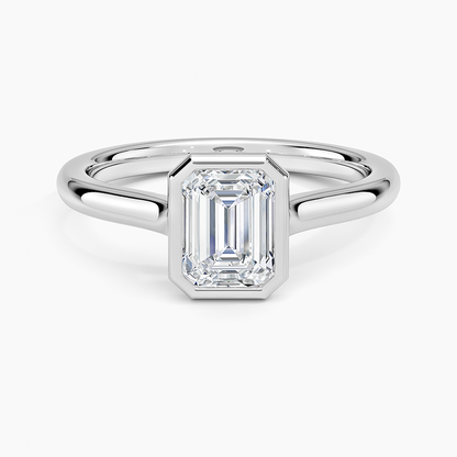 1 CT 2mm Bezel Ring Lab Grown Solitaire Gold Engagement Ring
