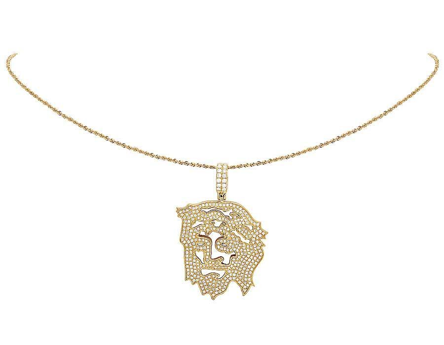 14K Yellow Gold Cutout Jesus Lab Grown Diamond Pendant