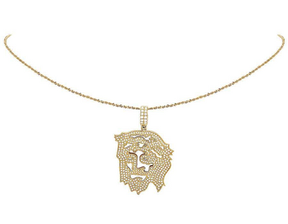 14K Yellow Gold Cutout Jesus Lab Grown Diamond Pendant
