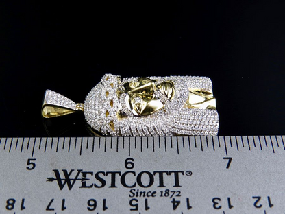 10K Yellow Gold Lab Grown Diamond Jesus Pendant