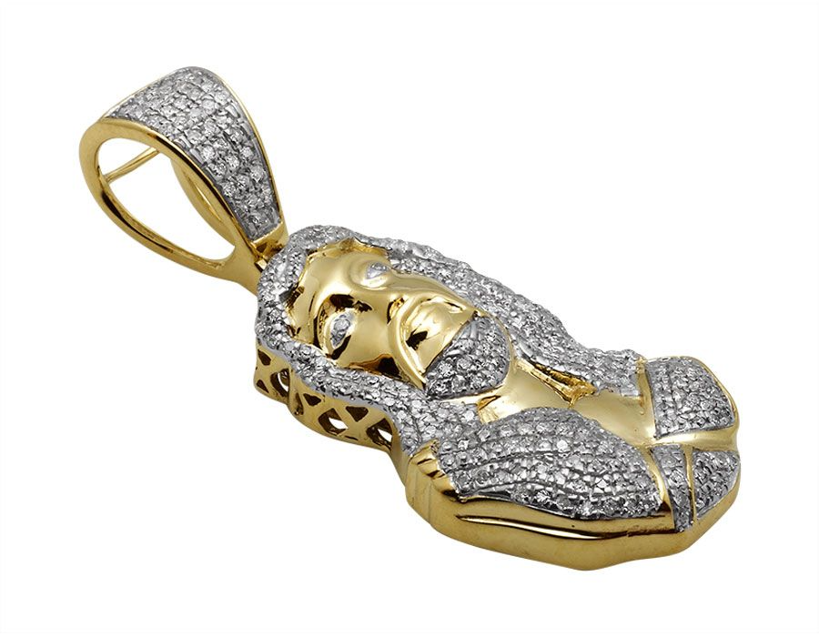 Jesus Praying Lab Grown Diamond Yellow Gold Pendant