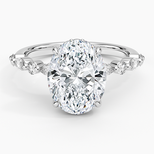 3 CT Half Eternity Lab Grown Diamond Hidden Halo Ring