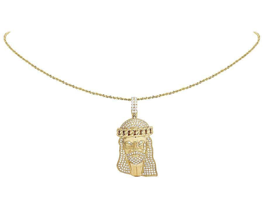 Yellow Gold Lab Grown Diamond Crying Jesus Pendant