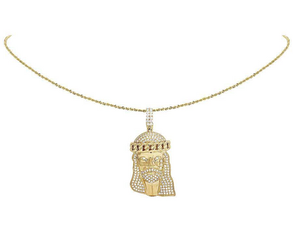 Yellow Gold Lab Grown Diamond Crying Jesus Pendant