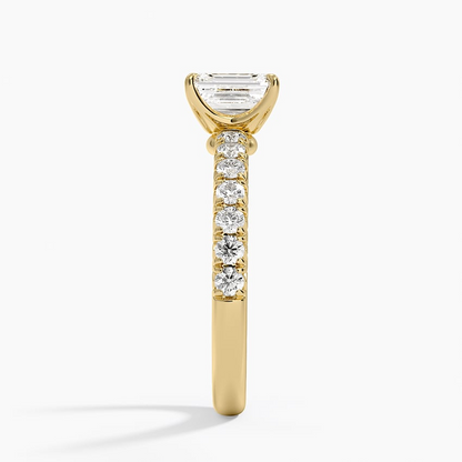 2 CT Lab Ground Diamond Half Eternity Emerald Ring