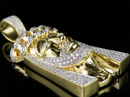 Jesus Cuban Crown Gold Lab Grown Diamond Pendant
