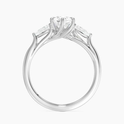 1 CT Pear Cut Lab Grown Diamond 3 Stone Engagement Ring