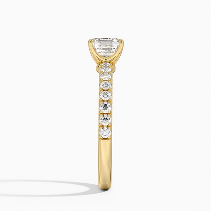 1 CT Asscher Cut Lab Grown Diamond Solid Gold Ring