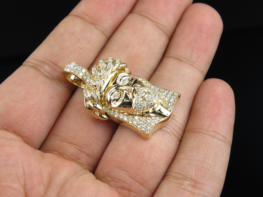 Jesus Crown Cuban Link Lab Grown Diamond Pendant