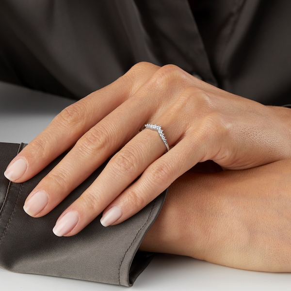 White Gold Minimalist Lab Created Wedding Band