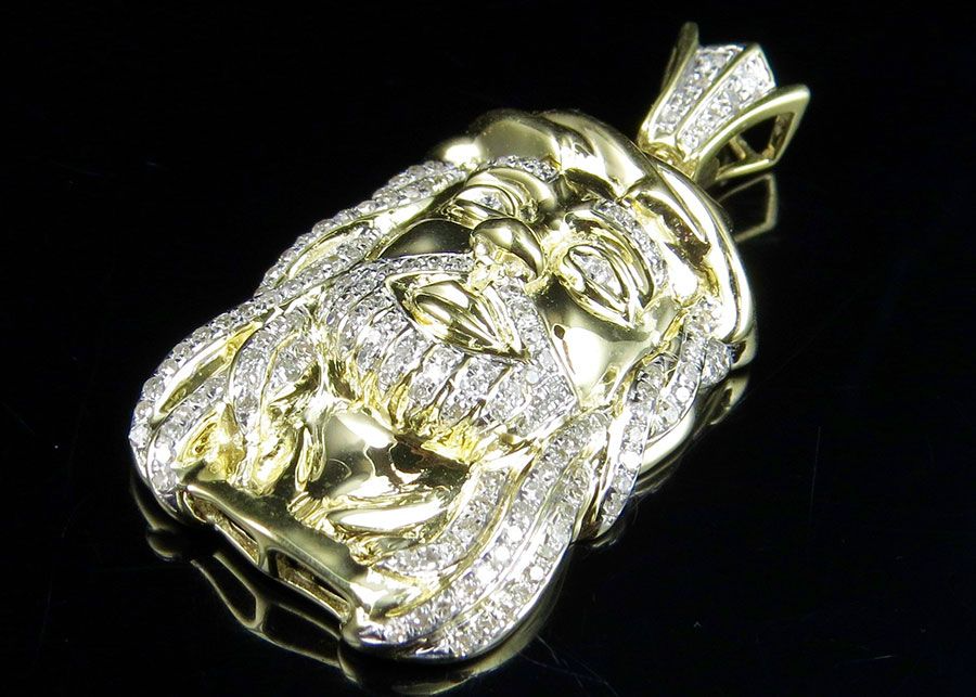 Lab Grown Diamond Yellow Gold Jesus Hip Hop Pendant