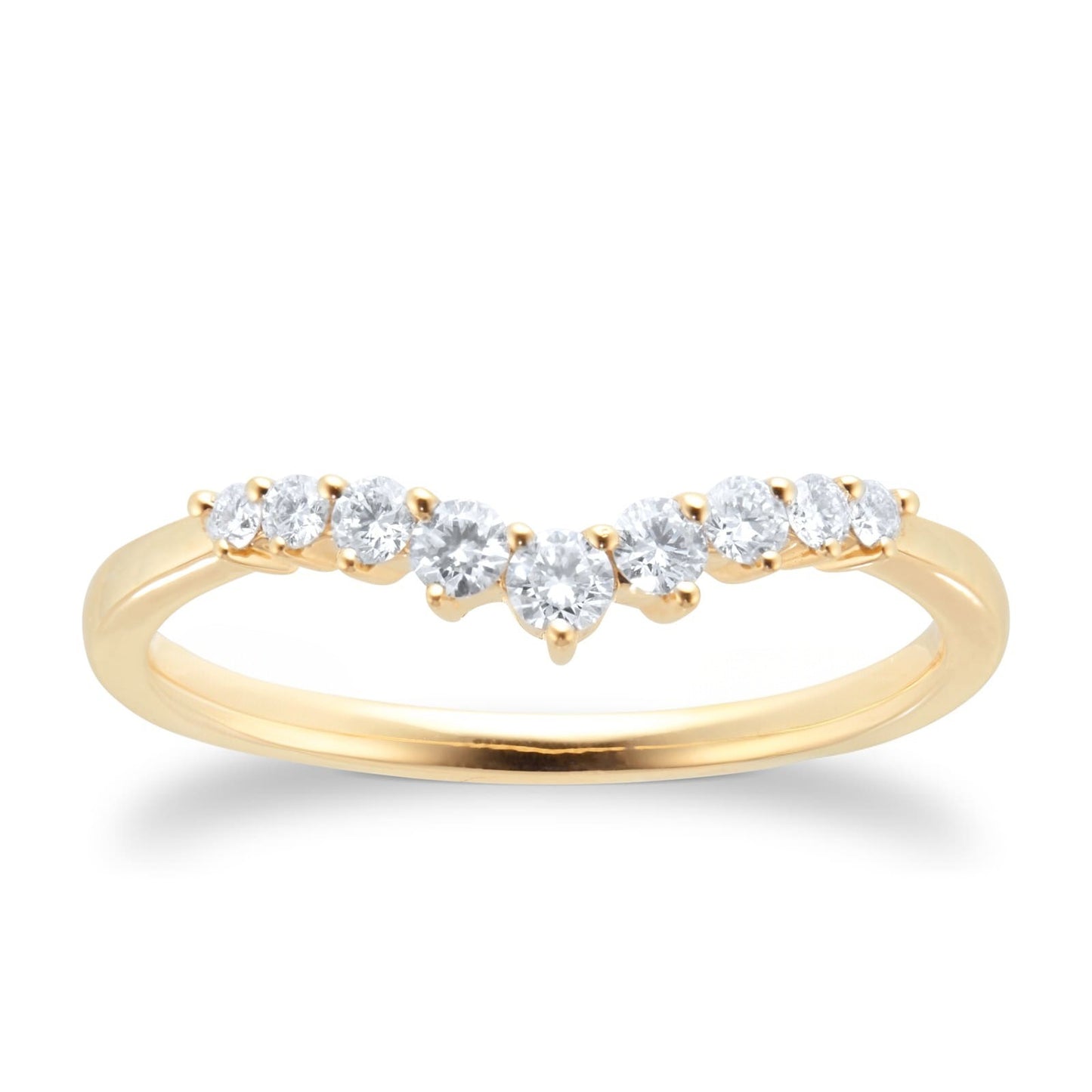 V Shape Yellow Gold Lab Grown Diamond Wedding Band
