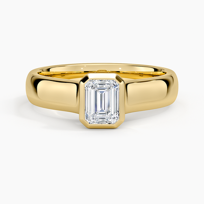 1/2 CT Emerald Bezel Set Lab Grown Diamond Gold Ring