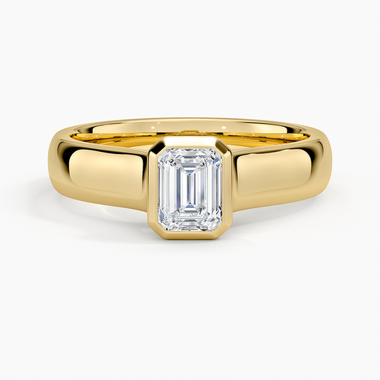 1/2 CT Emerald Bezel Set Lab Grown Diamond Gold Ring