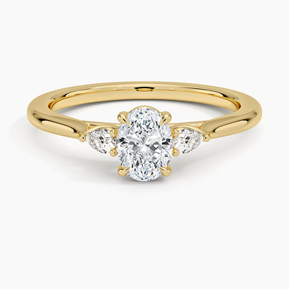 1/2 CT 3 Stone Lab Grown Diamond Solid Gold Engagement Ring