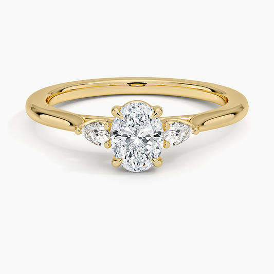 1/2 CT 3 Stone Lab Grown Diamond Solid Gold Engagement Ring