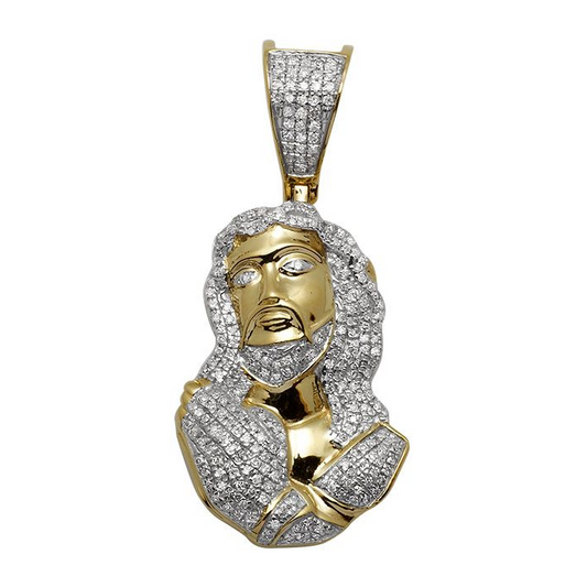 Jesus Praying Lab Grown Diamond Yellow Gold Pendant