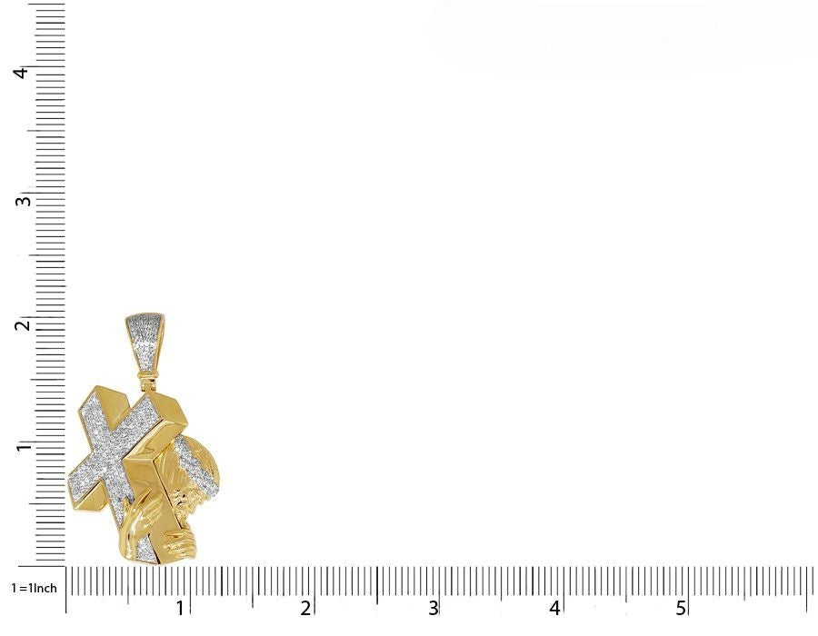 Jesus Christ Cross Yellow Gold Lab Grown Diamond Pendant