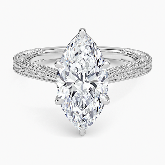 2 1/2 CT Marquise Cut Lab Grown Diamond Milgrian Ring