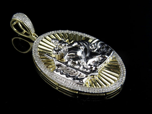 Joseph And Baby Jesus Gold Lab Grown Diamond Pendant