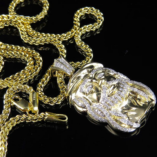 Lab Grown Diamond Franko Chain Jesus Face Pendant