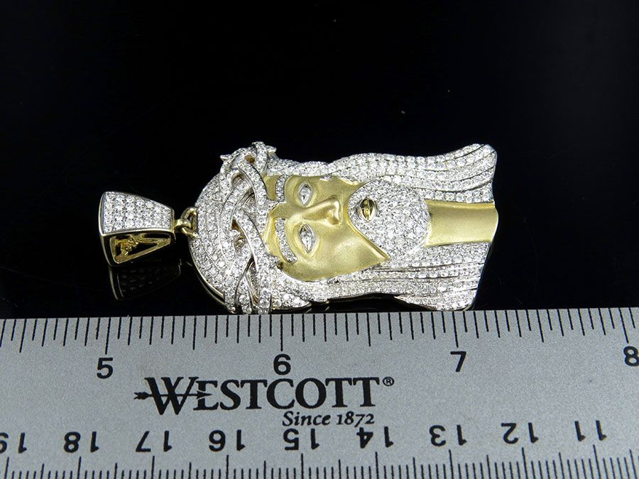 Jesus Matte Yellow Gold Lab Grown Diamond Pendant