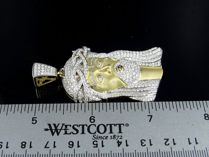 Jesus Matte Yellow Gold Lab Grown Diamond Pendant