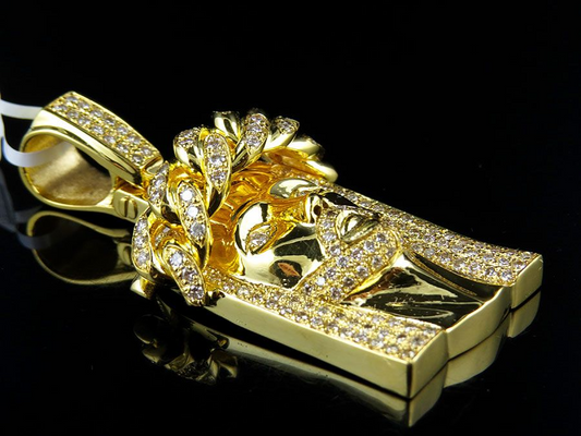 Jesus Lab Grown Gold Diamond Men's Pendant