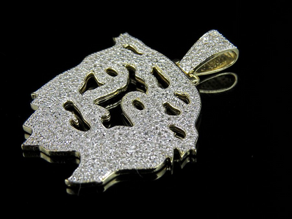 Lab Grown Diamond Jesus Digital Face Charm Gold Pendant