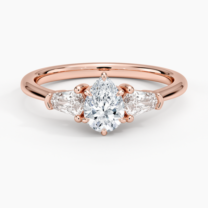 1/2 CT 3 Stone Lab Grown Diamond Pear Cut Engagement Ring