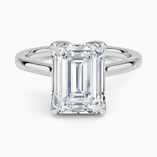 3 CT  Emerald Cut Solid  Gold Lab Grown Diamond Solitaire