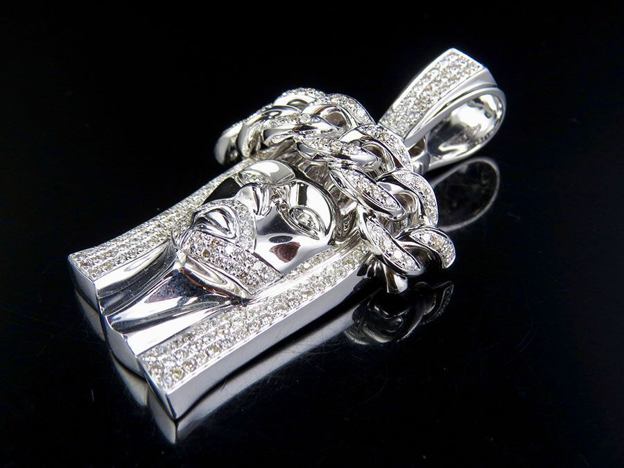 Lab Grown Diamond Crown Cuban Link Jesus Pendant