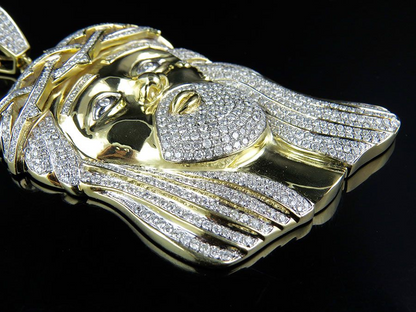 10K Gold Iced Out Jesus lab Grown Diamond Pendant