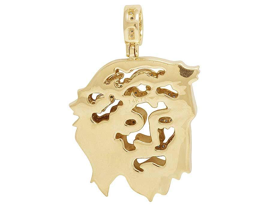 14K Yellow Gold Cutout Jesus Lab Grown Diamond Pendant