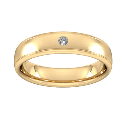 5 MM Lab Diamond Yellow Gold Wedding Band For Men