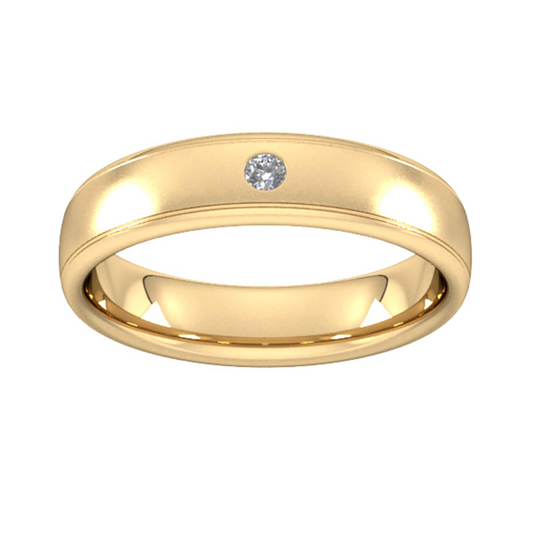 5 MM Lab Diamond Yellow Gold Wedding Band For Men