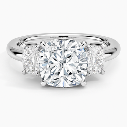 2 1/2 CT Cushion Cut Lab Grown Diamond 3 Stone Ring